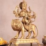 Large Superfine Brass Durga Mata Statue | 21.5" Antique Golden Art | 20kg Sacred Masterpiece | Divine Temple Beauty | Jaipurio